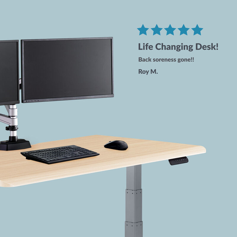Roy m. states life changing light wood silver finish desk back soreness gone with a five star review  image number null